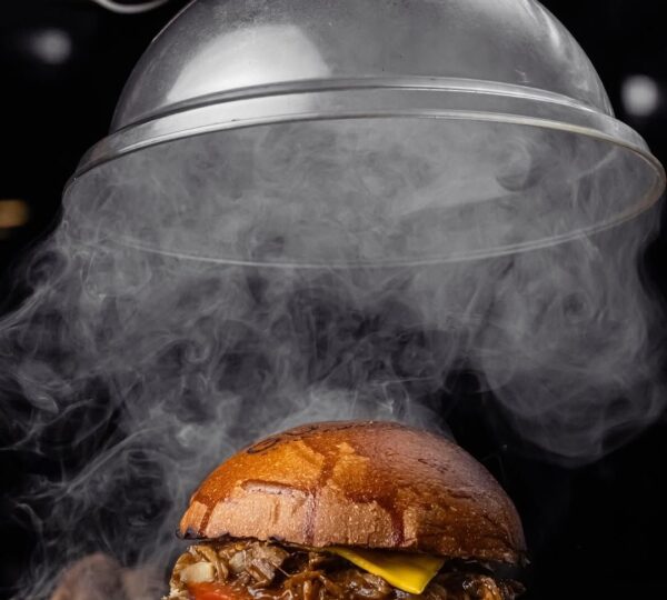 Our signature SMOKY BURGER ✨🍔 Beef cheese caramelized onion BBQ sauce with fries.gust 1